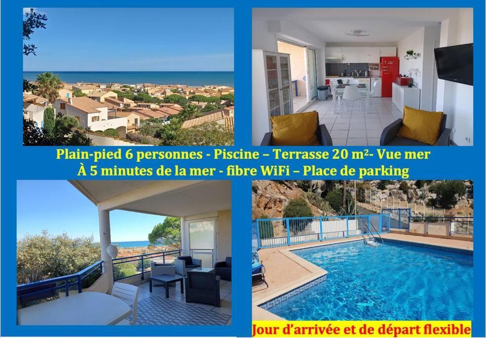 Plain-Pied, Terrasse, Piscine, Pleine Vue Mer, Plage A 6' A Pied, Parking, Wifi Fleury  Zewnętrze zdjęcie